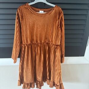 Girls 5-6 Rust Color Velvet Dress